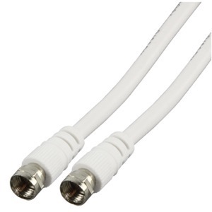 Antenne kabel 5 m F plug -> F plug Hvid