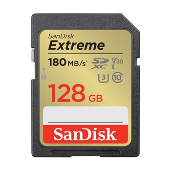 Sandisk SDHC Extreme 128 GB 180 MB/sek (Rest 1 stk)