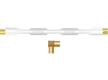 Sinox Antennekabel med stik 10,0 m hvid