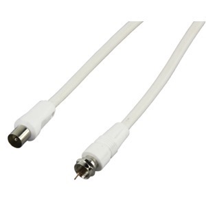 Antenne kabel 3.00 m F plug -> coax plug Hvid