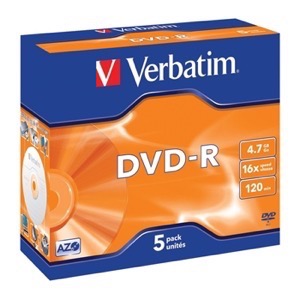 Verbatim DVD-R 4.7 GB 16x Jewel Case 5 pk