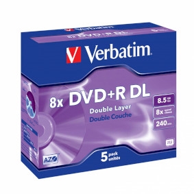 Verbatim DVD+R DL 8.5 GB 8x  240 min 5 pk.
