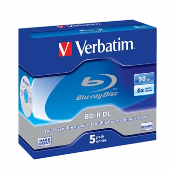 Verbatim Blueray Disc BD-R DL 50 GB 6x speed Jewel Case 5 pk 